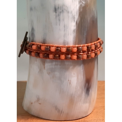 wikkelarmband zacht oranje/ bruin wikkelarmband zacht oranje/ bruin